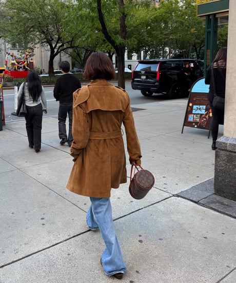suede trench coat brown