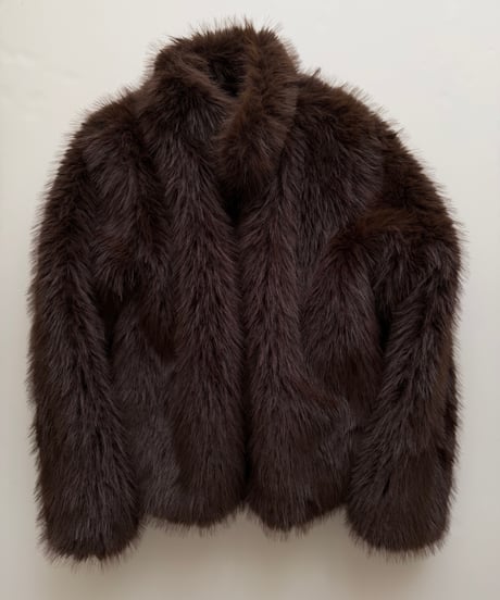 faux fur cropped coat brown