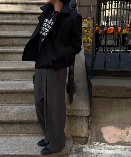 wool tweed wide slacks