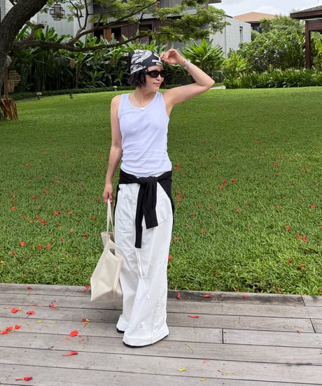 casual light pants(white,red)