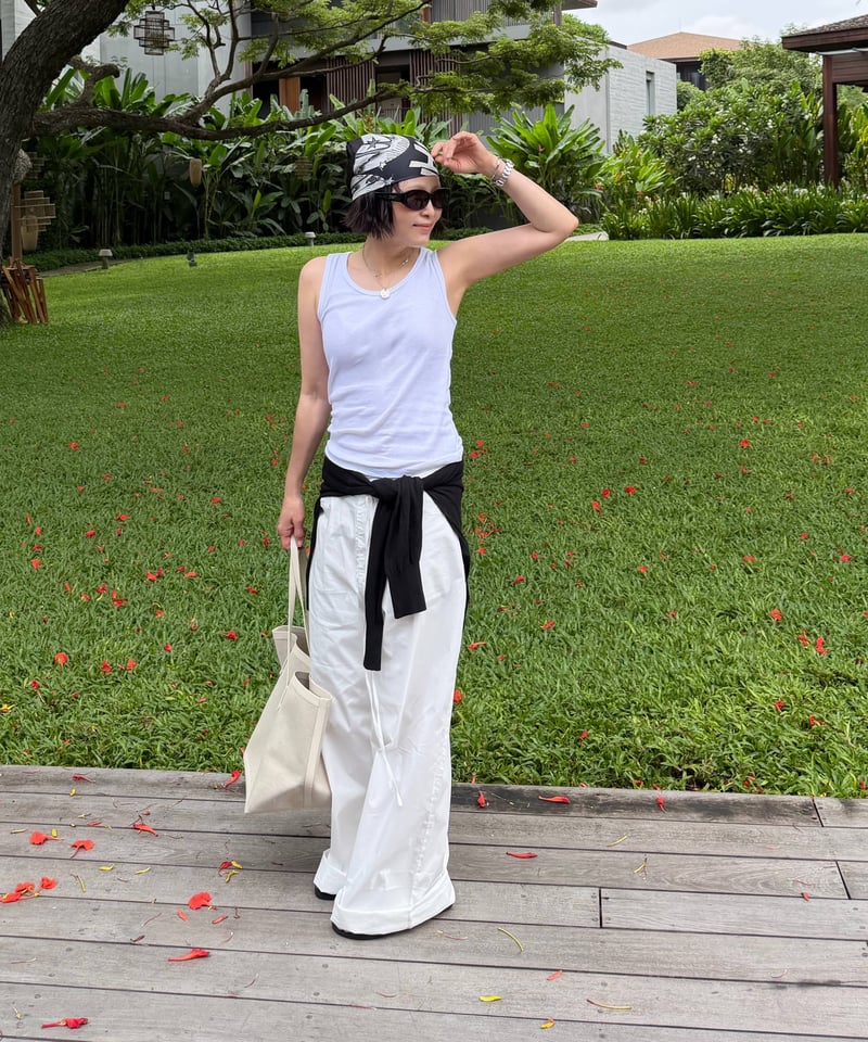 casual light pants(white/red) | ok.soon