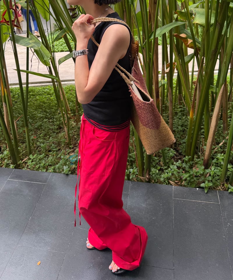 casual light pants(white/red) | ok.soon