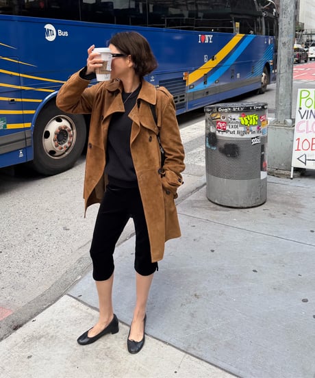 suede trench coat brown