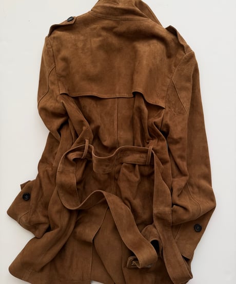 suede trench coat brown
