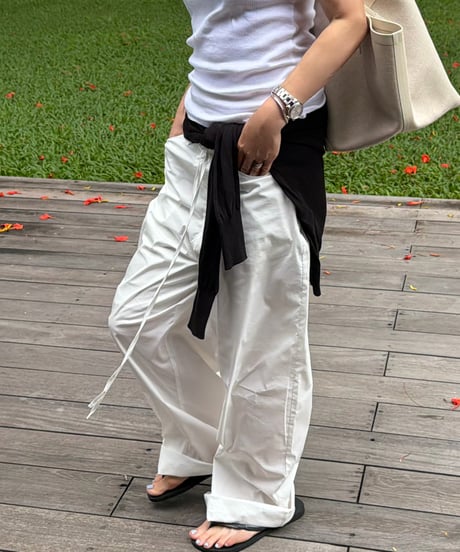 casual light pants(white,red)