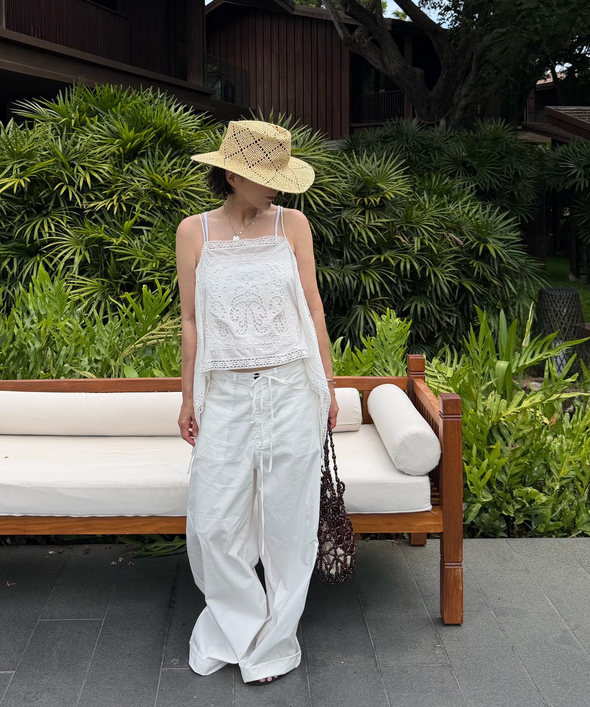 casual light pants(white/red) | ok.soon