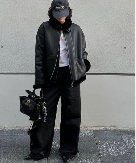 ok.soon×dickies wide chino pants (black)