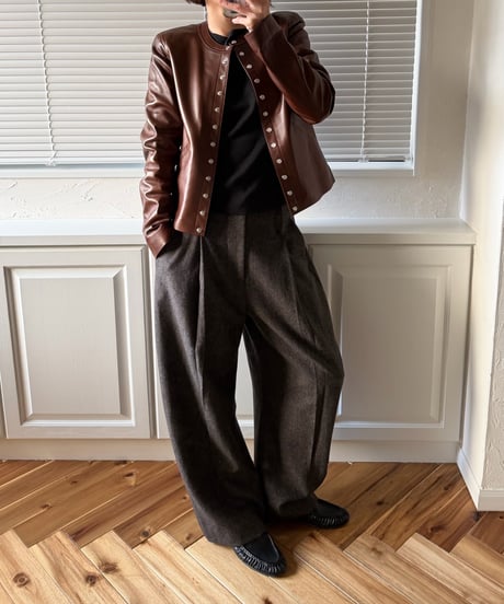 wool tweed wide slacks