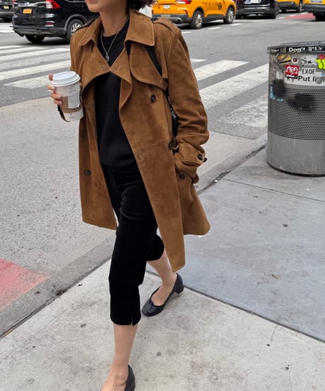 suede trench coat brown