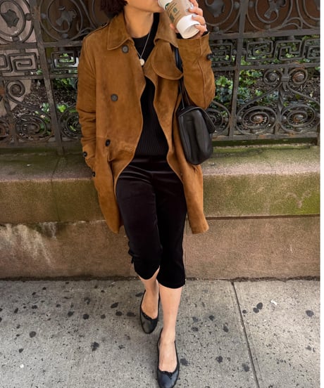 suede trench coat brown