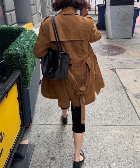 suede trench coat brown