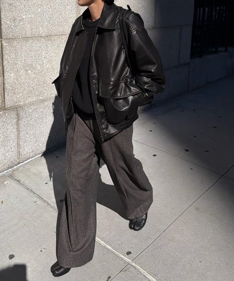 wool tweed wide slacks