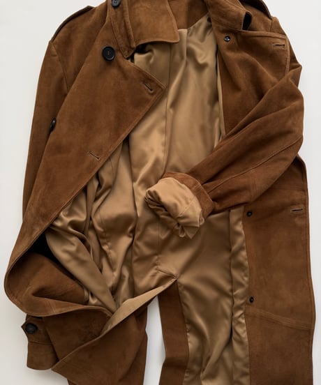 suede trench coat brown