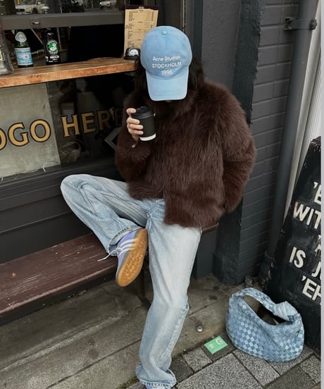 faux fur cropped coat brown