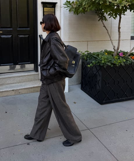 wool tweed wide slacks