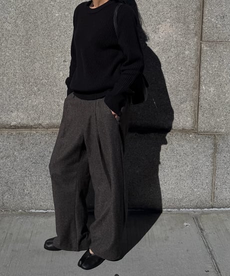 wool tweed wide slacks