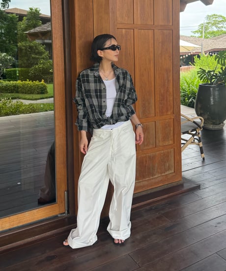 casual light pants(white,red)