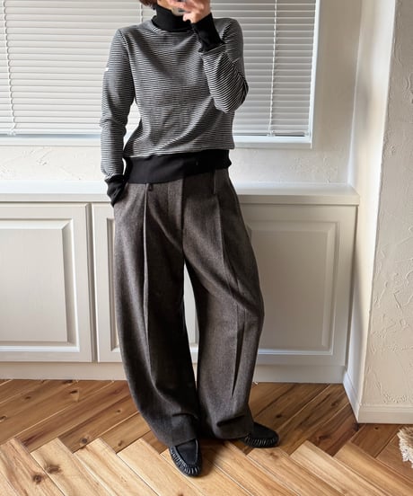 wool tweed wide slacks
