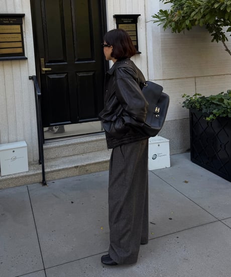 wool tweed wide slacks