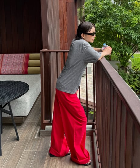 casual light pants(white,red)