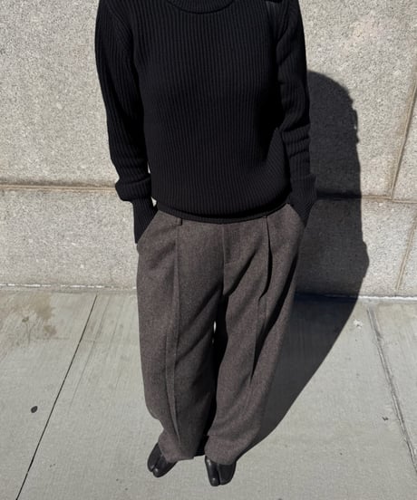 wool tweed wide slacks