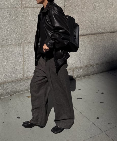 wool tweed wide slacks