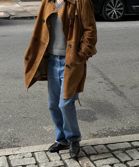 suede trench coat brown