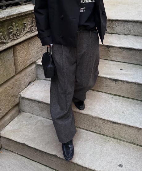 wool tweed wide slacks