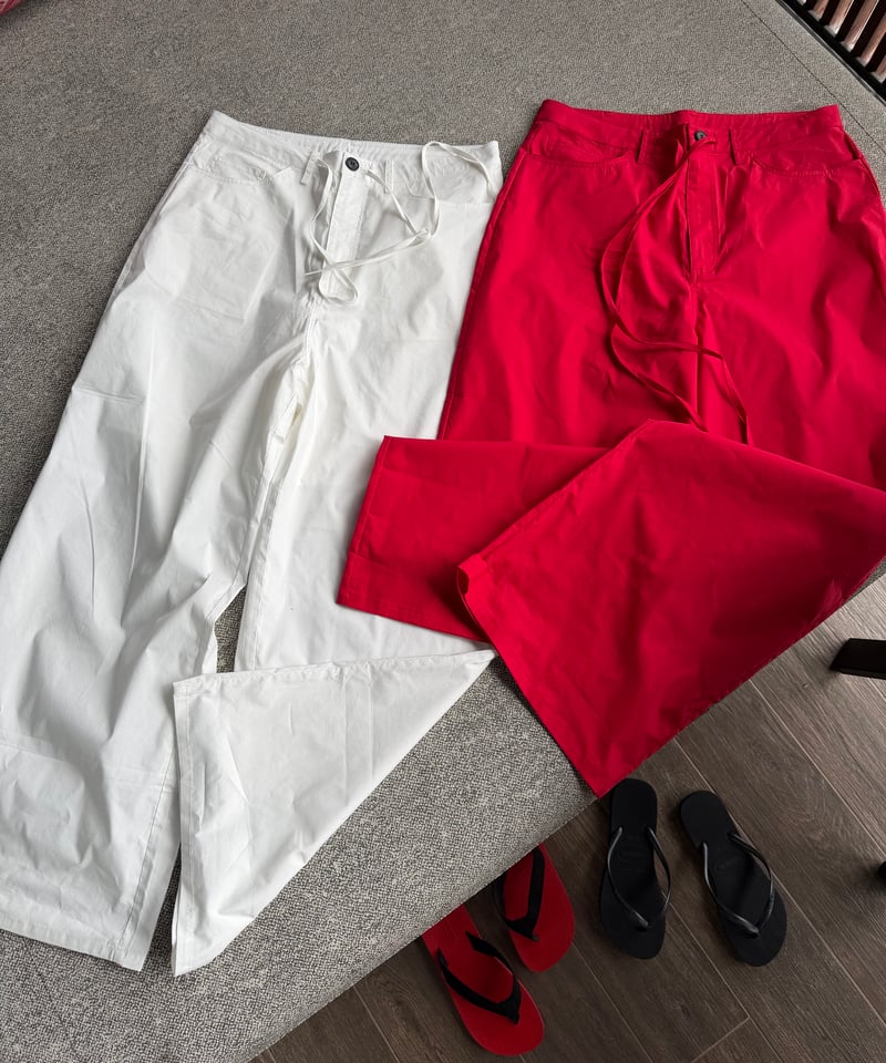 casual light pants(white/red) | ok.soon