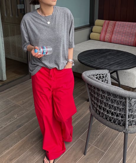 casual light pants(white,red)