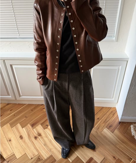 wool tweed wide slacks