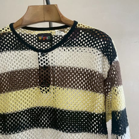 Henry-Neck S/S Border Mesh Tee [19841]
