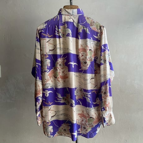 40~50s Japanese Pattern L/S Silk Aloha Shirt [20024]