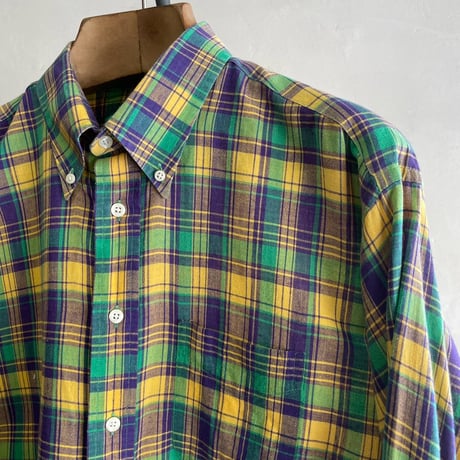 80-90s O'CONNEL'S Madras Check B.D. Shirt [20224]