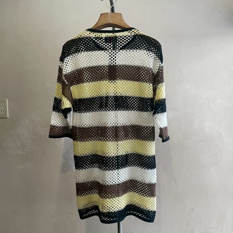 Henry-Neck S/S Border Mesh Tee [19841]