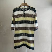 Henry-Neck S/S Border Mesh Tee [19841]