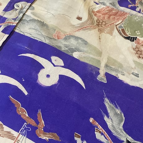 40~50s Japanese Pattern L/S Silk Aloha Shirt [20024]