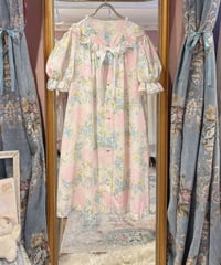 80s vintage pastel flower pattern dress
