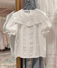 80s vintage flower embroidered sailor collar blouse