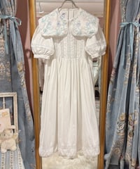 80s vintage flower embroidered big sailor collar dress