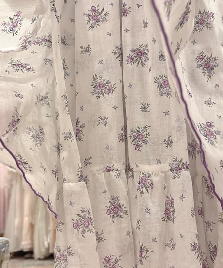 70s vintage purple flower frill dress