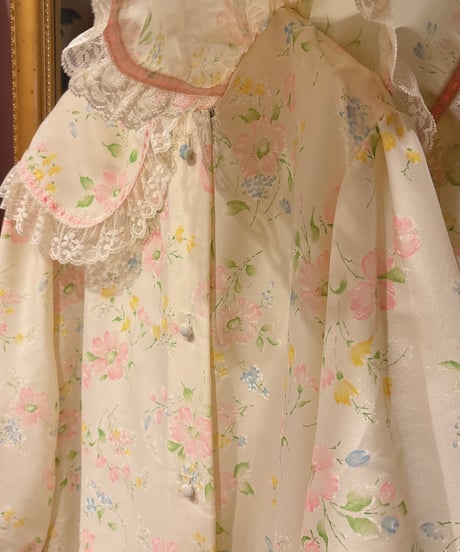 60s vintage big collar floral dress