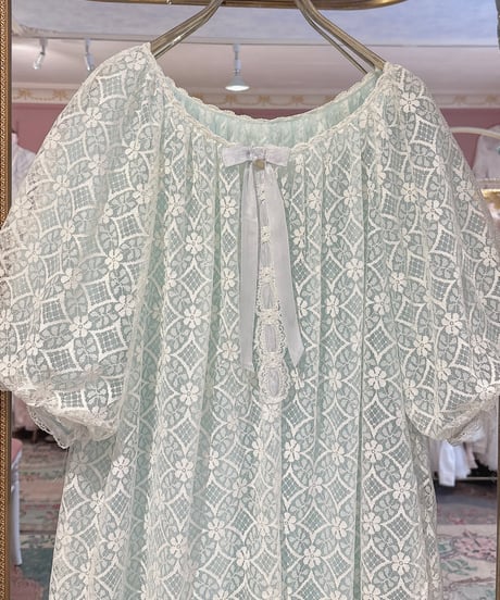 60s vintage flower lace gown dress