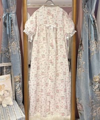 80s vintage pink flower pattern dress