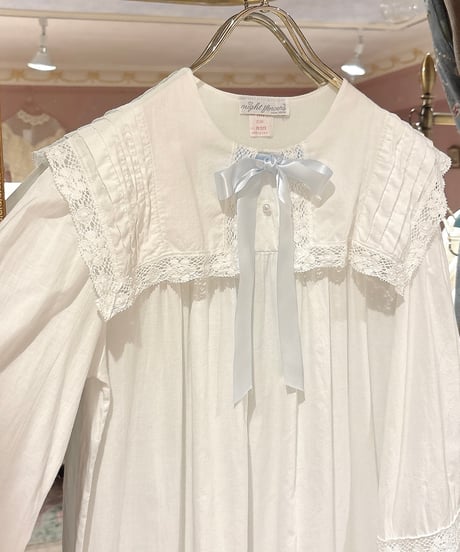 70s vintage sailor collar white cotton dress