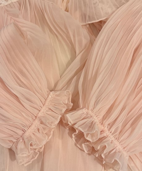 60s vintage see-through pleats gown tops