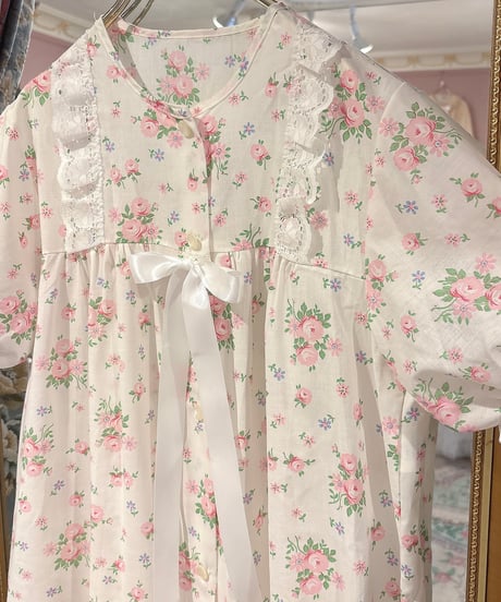 80s vintage pink flower pattern dress