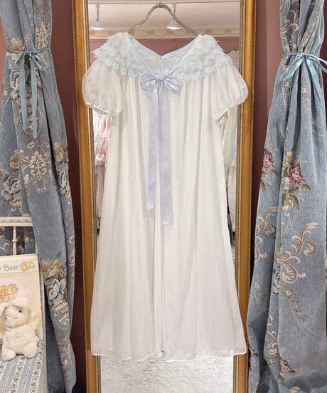 60s vintage leaf embroidered lace gown dress