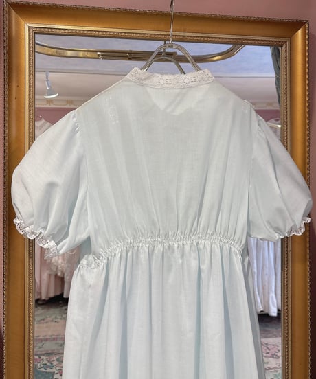 80s vintage blue flower embroidered dress