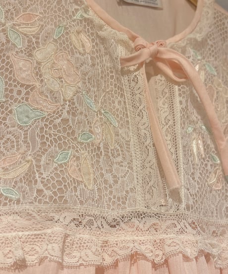 80s vintage flower embroidered dress